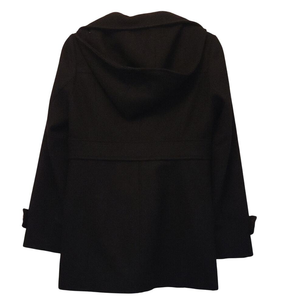 Kenneth Cole New York Women’s Size 4 Black Pea Coat Hooded Wool Button Front - Picture 2 of 14